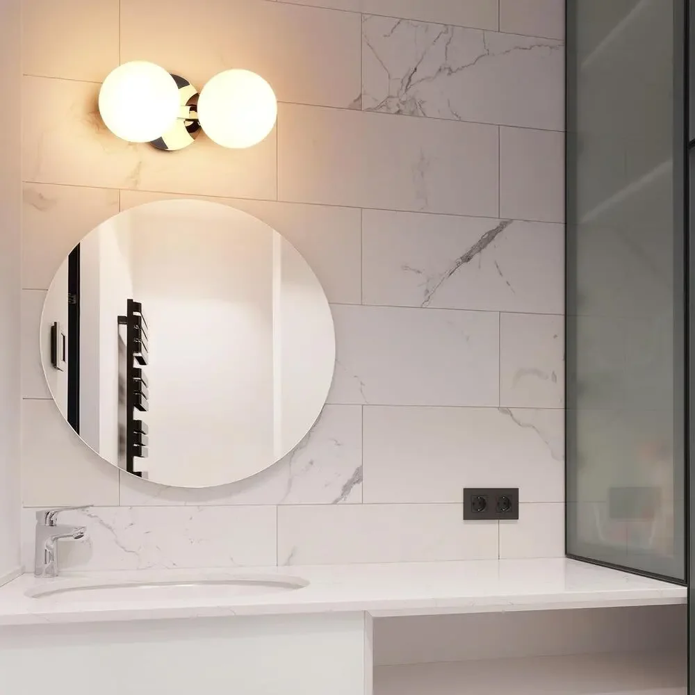 Modern 2-Light Chrome Bathroom Vanity Light with Globe Glass Shades